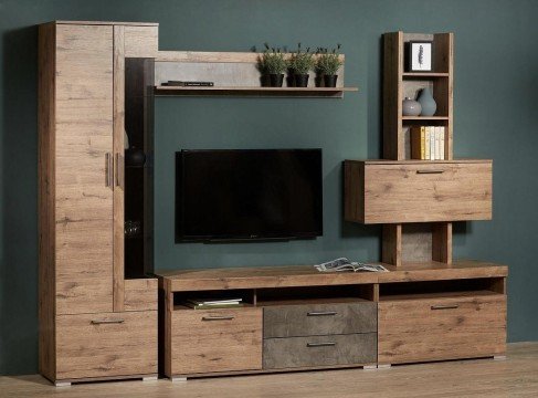 Гостиная Денвер Дуб Веллингтон/Камень темный